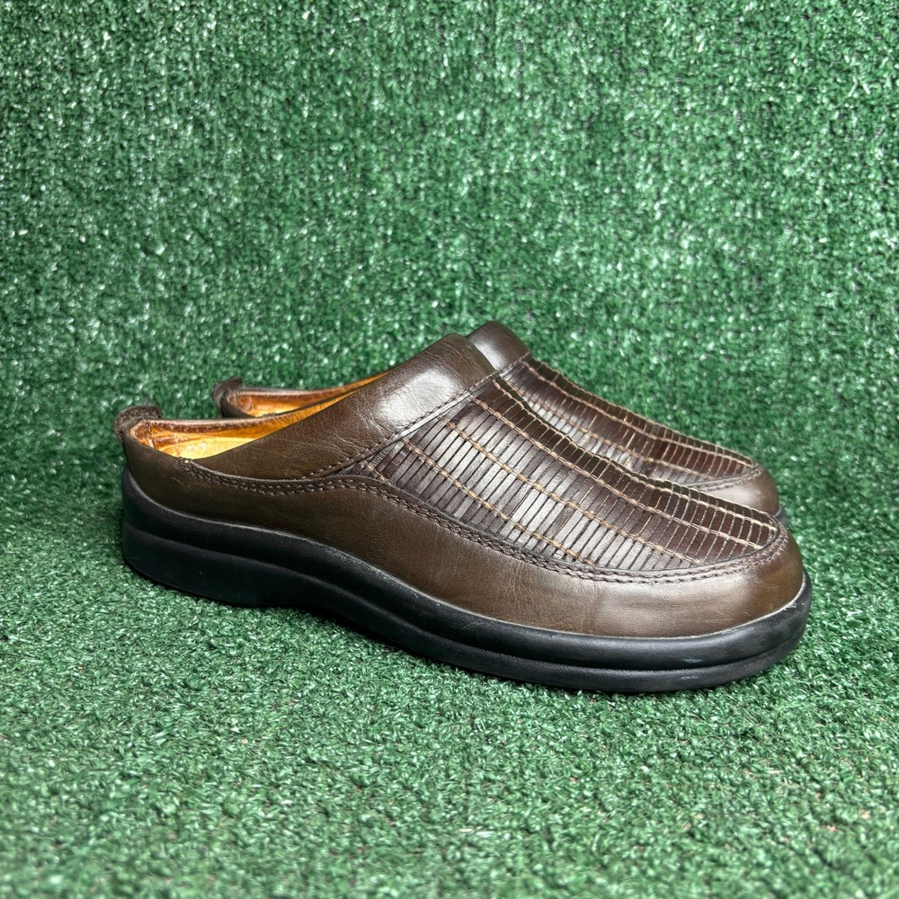 Footprints Birkenstock Leather Woven Clogs Mules Comfort Brown Womens Size 7.5